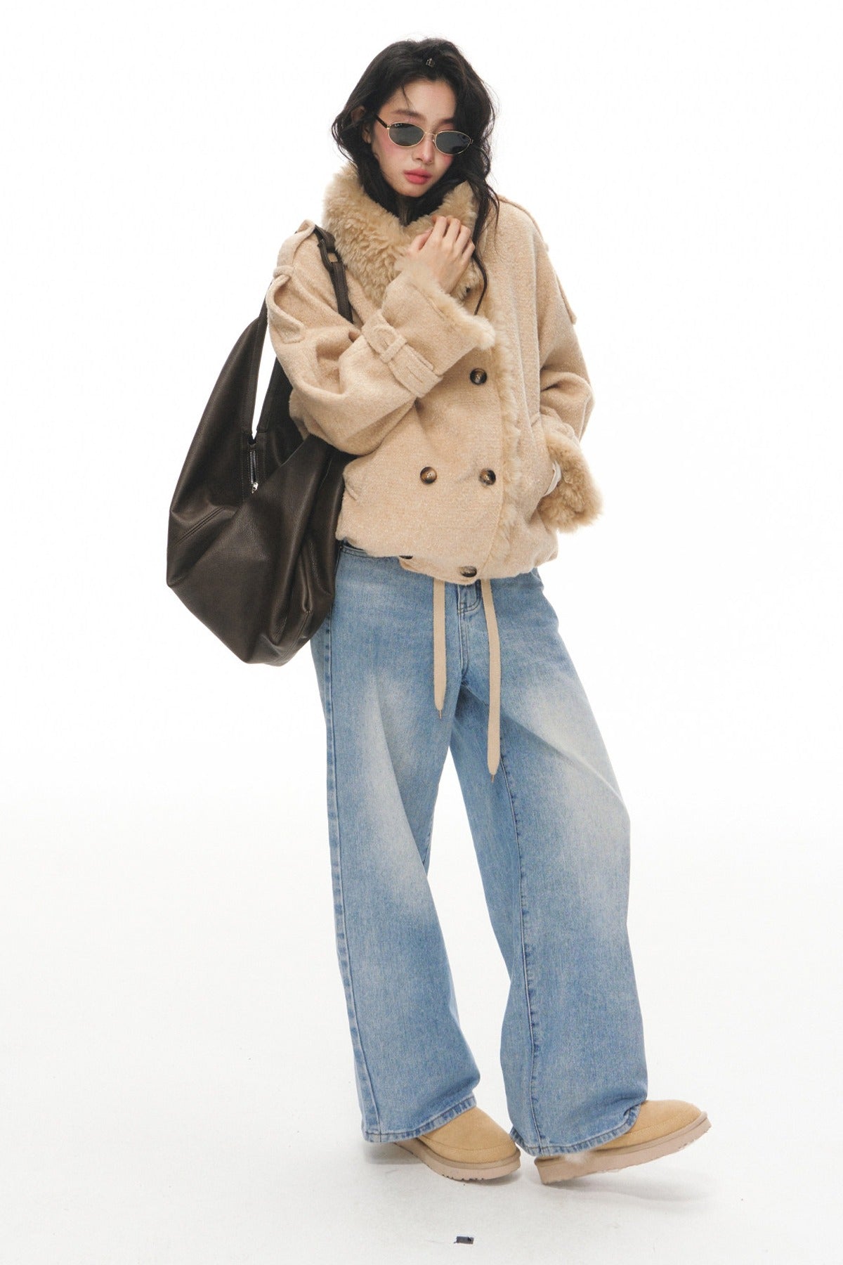 Ensemble veste courte en laine et pantalon