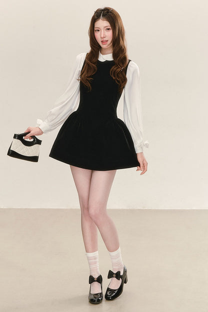 Sleeveless Black Tank Dress and Shirt Set