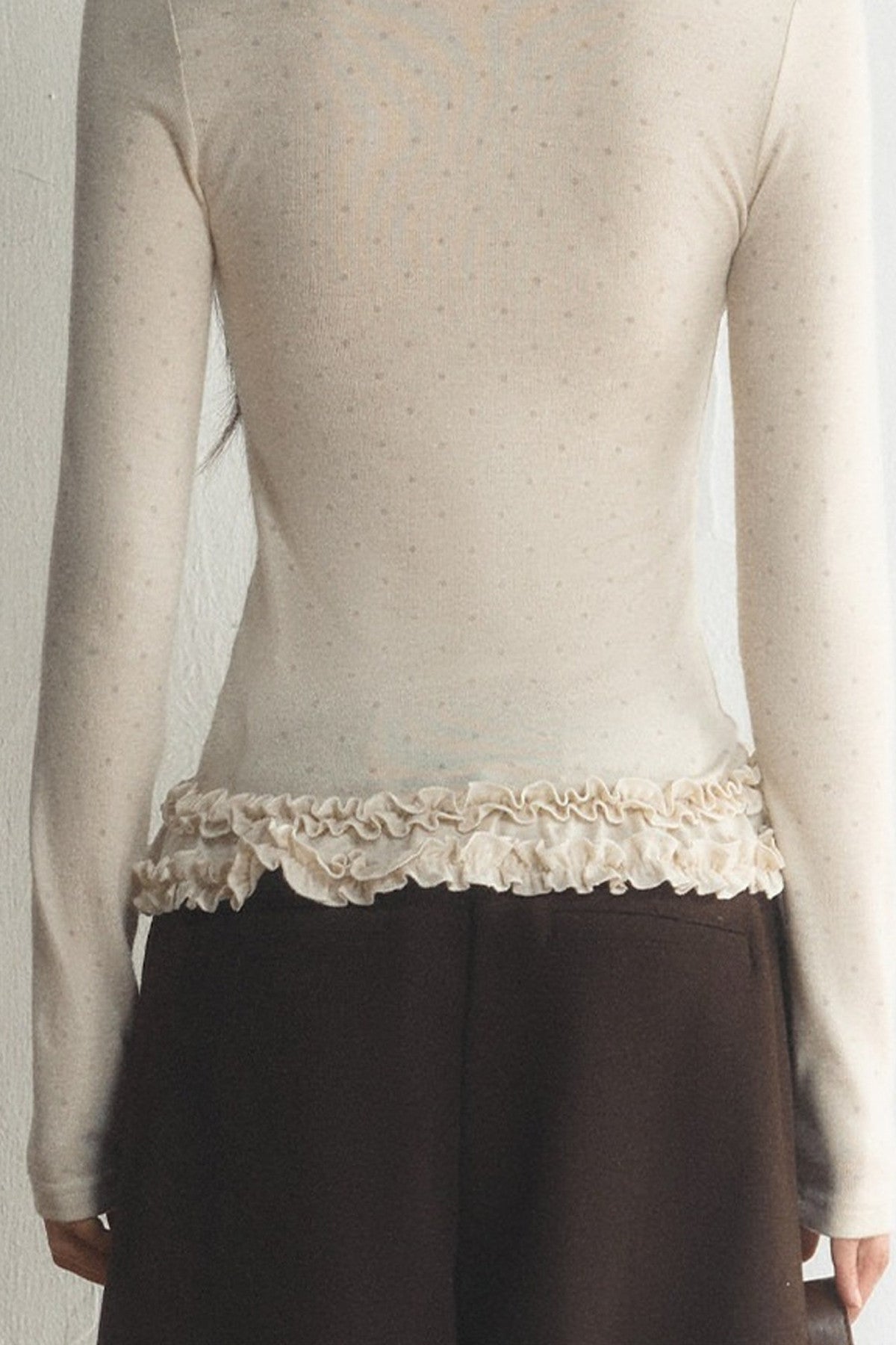 Polka Dot Long-Sleeve Top and Pants Set-Up