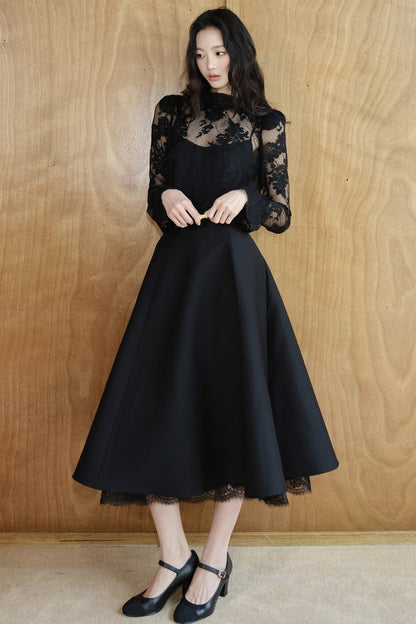 Blusa in rete e pizzo francese