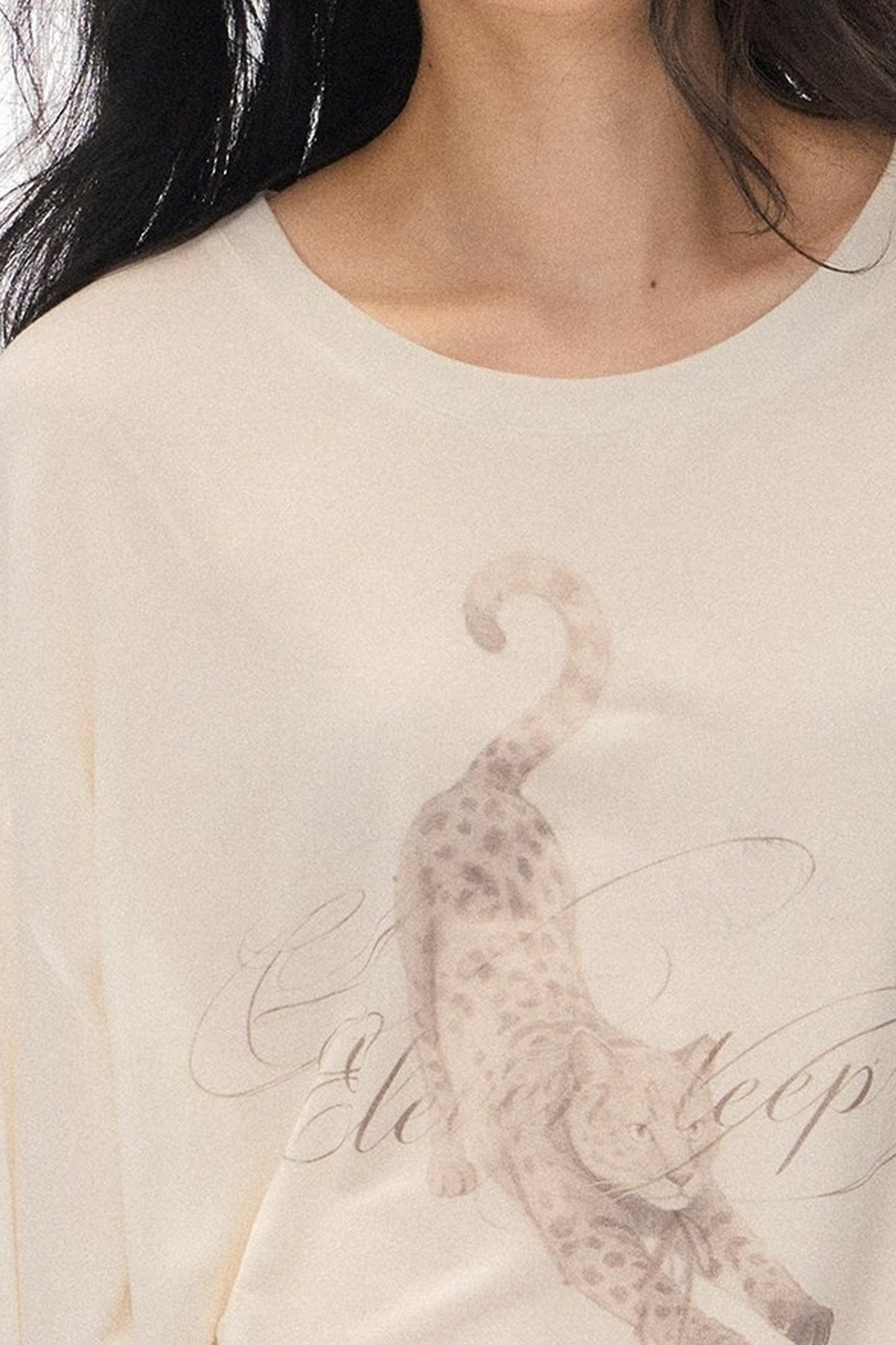 Lazy Leopard Print Lyocell Top and Black Pants Set-Up