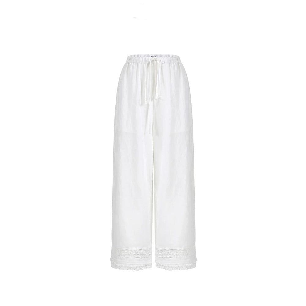 Fano Relaxed Lace Patchwork Wide-Leg Pants