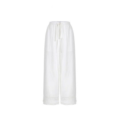Fano Relaxed Lace Patchwork Wide-Leg Pants