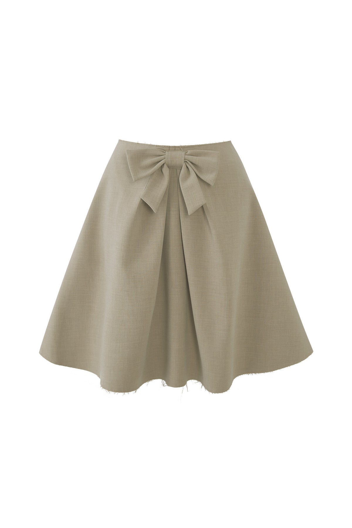 Mid-Waist Bow A-Line Frayed Skirt