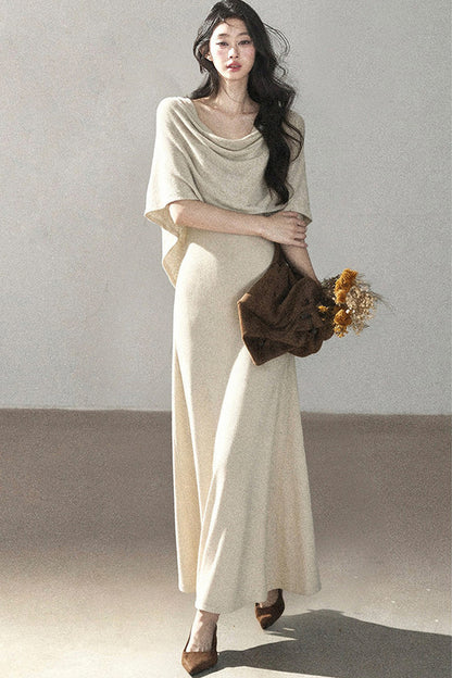 French Style Knit Long Dress Set
