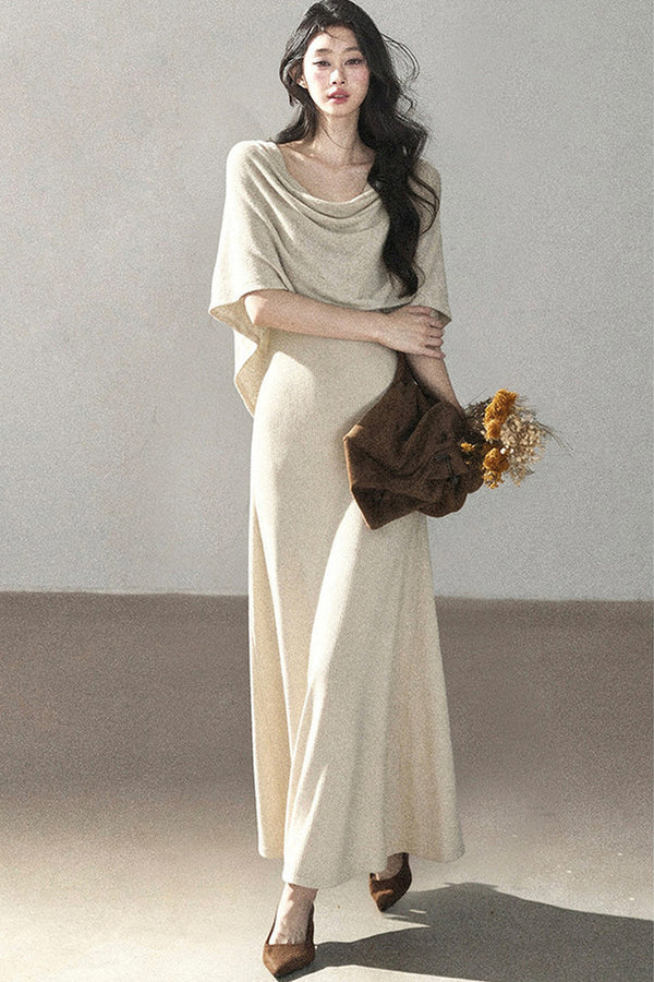 French Style Knit Long Dress Set