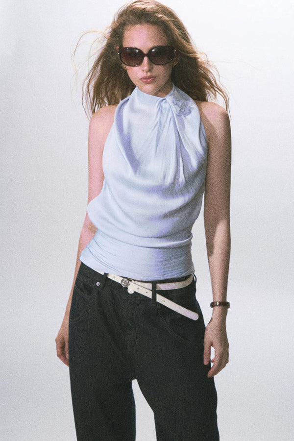 Satin Halter Backless Top