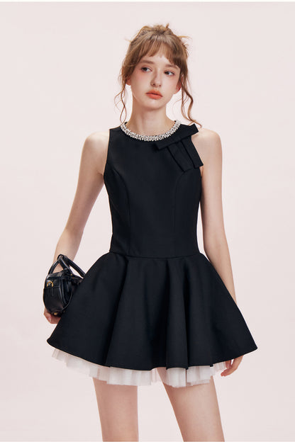 Rhinestone Bow A-Line Dress