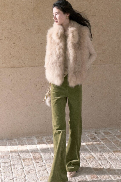 High-Waisted Corduroy Flared Belt Loops Pants