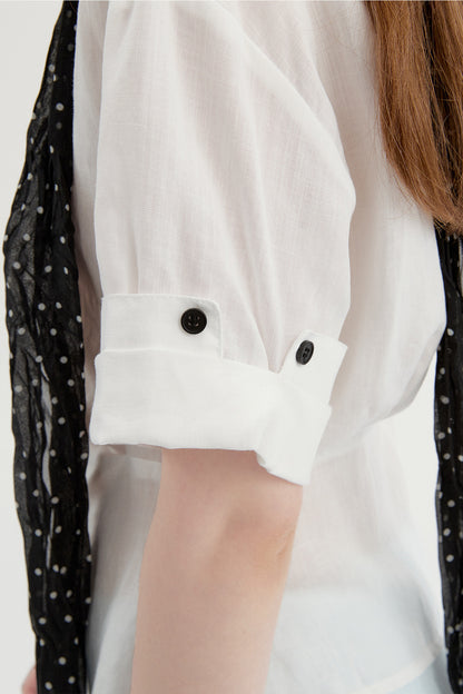 Kurzärmliges Cardigan-Hemd aus Lyocell und Leinen