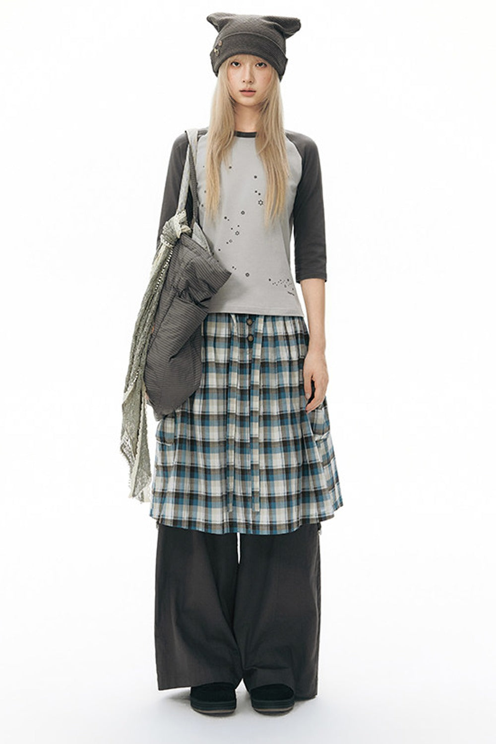 Foldable Hem Wide Leg Pants