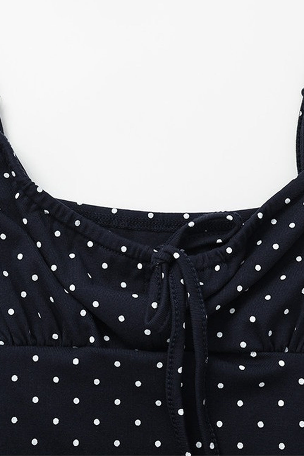 Navy Polka Dot Suspender Dress With Cardigan