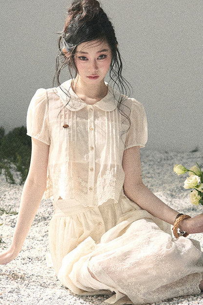 French Floral Lace Two-Piece Set