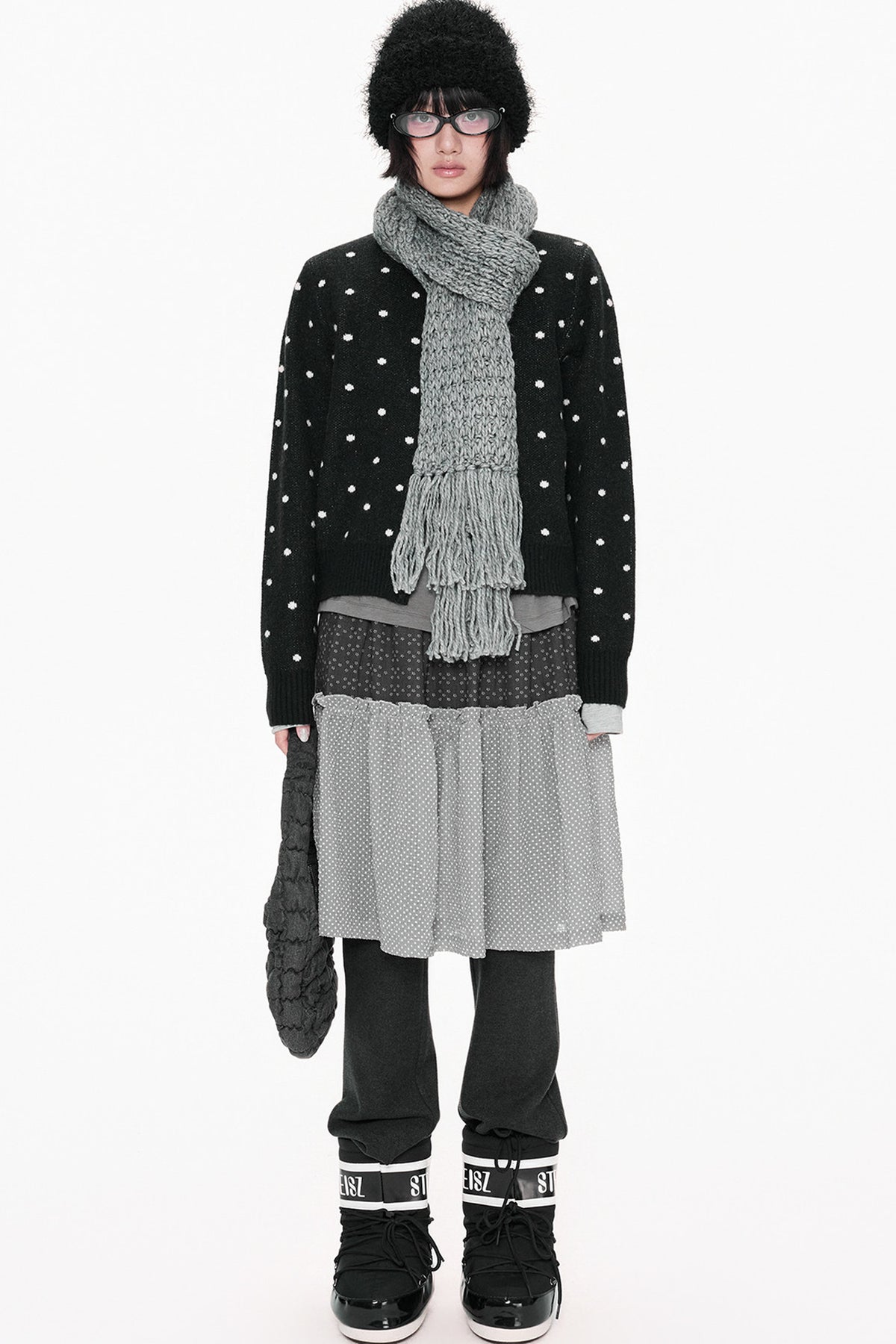 Polka Dot Short Knit Cardigan