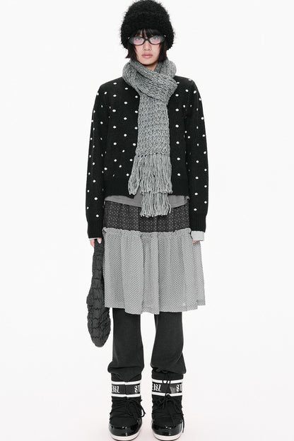Polka Dot Short Knit Cardigan
