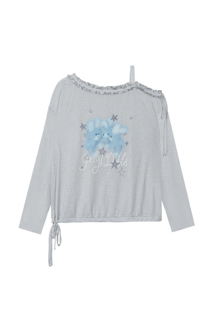 Hazy Bunny Off-Shoulder T-Shirt
