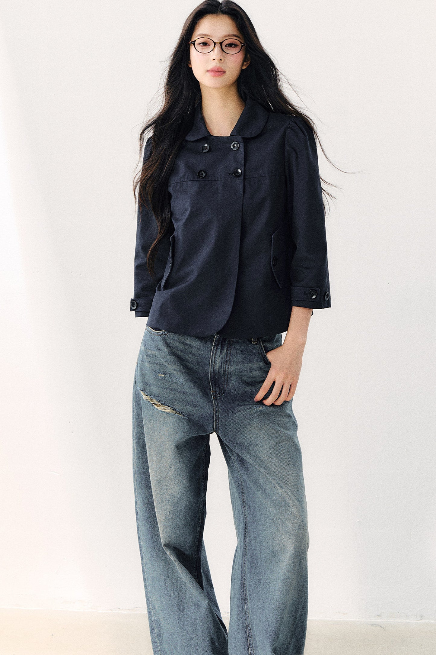 Veste croisée à col Claudine