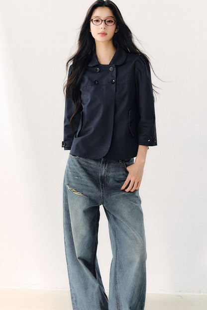 Veste croisée à col Claudine