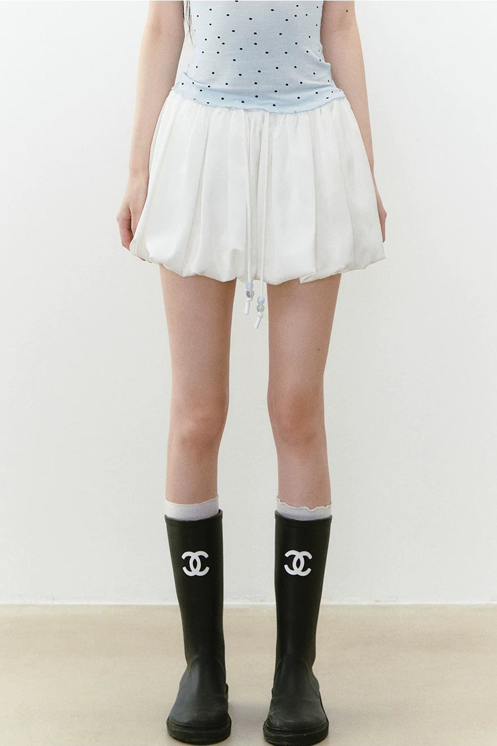 White Acetate Satin A-Line Skirt
