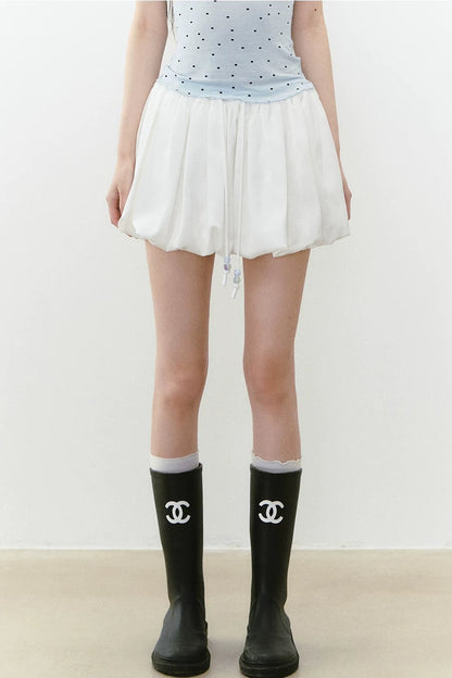 White Acetate Satin A-Line Skirt