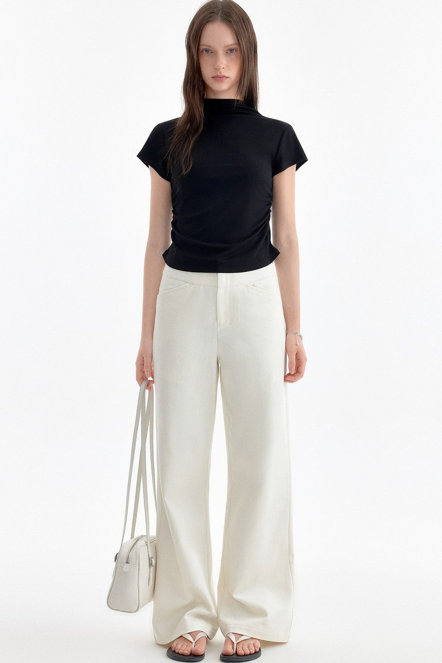 Gentle Wind Imitation Denim Straight Pants