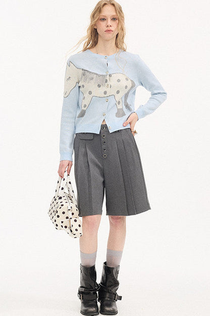 Pleated Gray Shorts