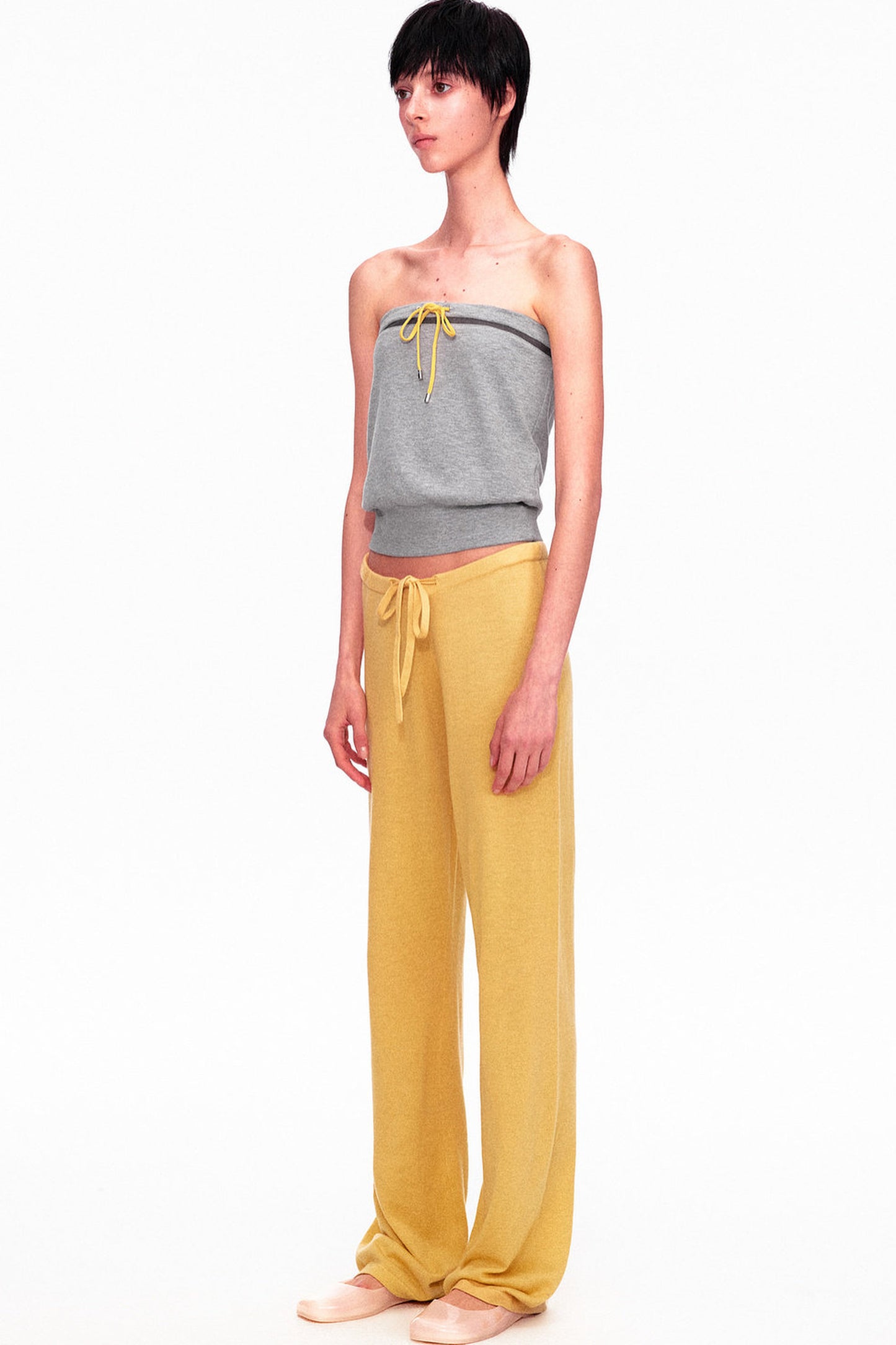 Color-Blocked Drawstring Tube Top