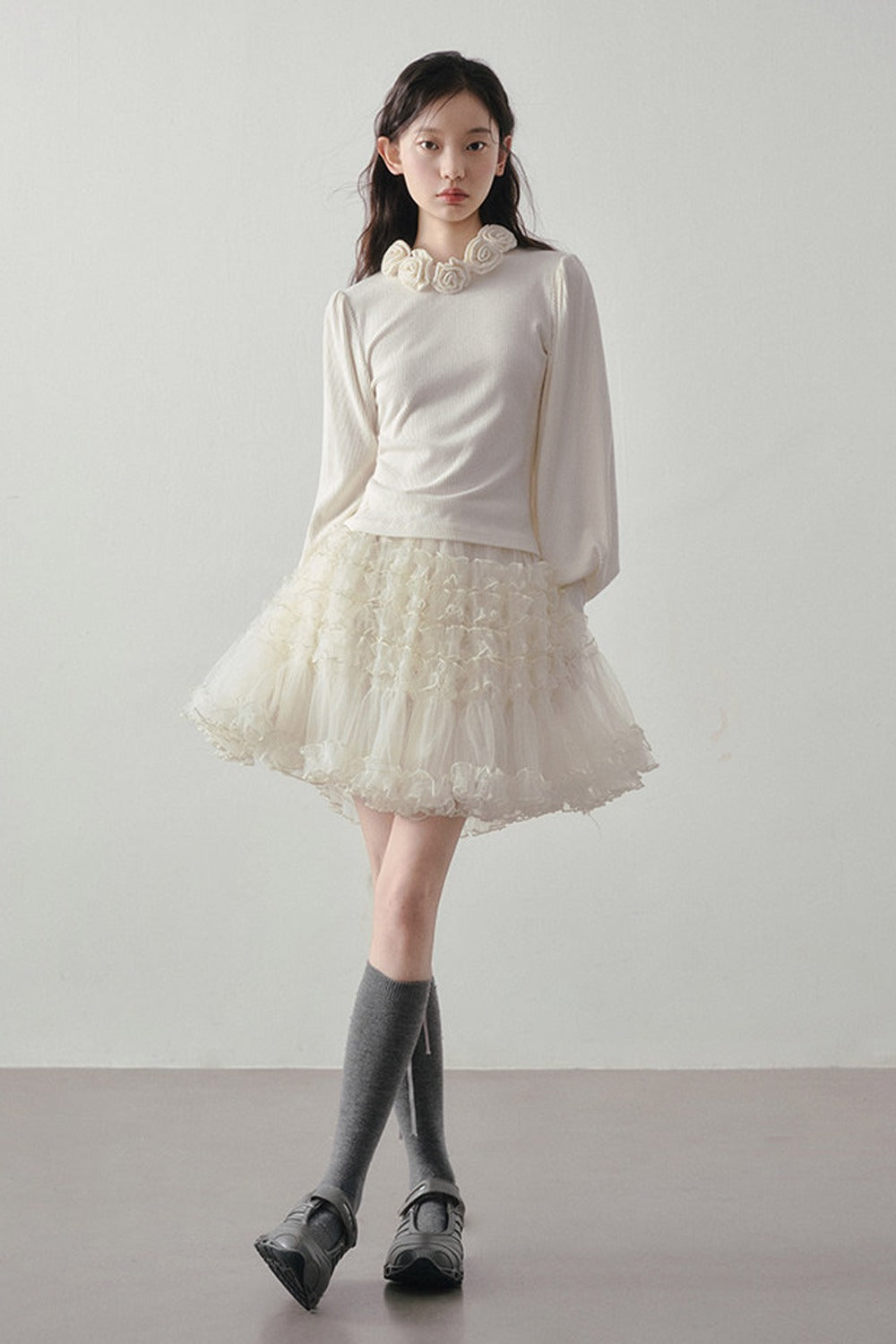 Multi-Layered Tulle Ruffle Skirt