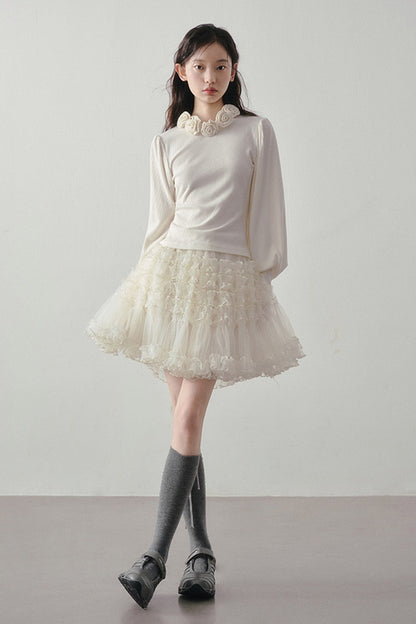 Multi-Layered Tulle Ruffle Skirt