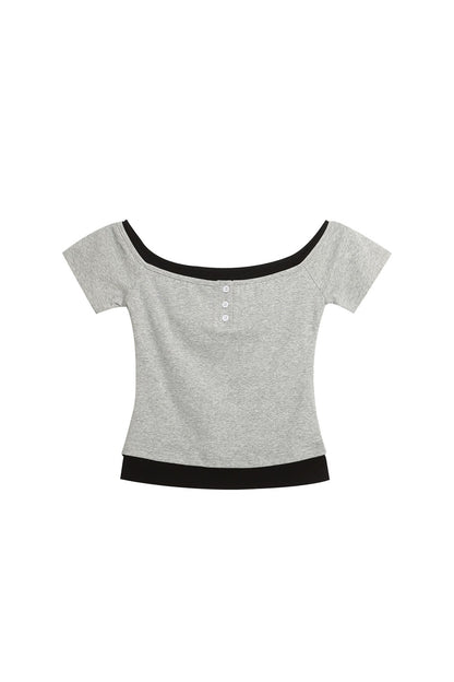 Color-Blocked Off-Shoulder Top
