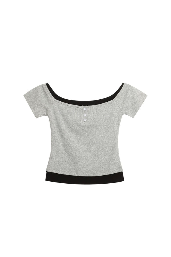 Color-Blocked Off-Shoulder Top