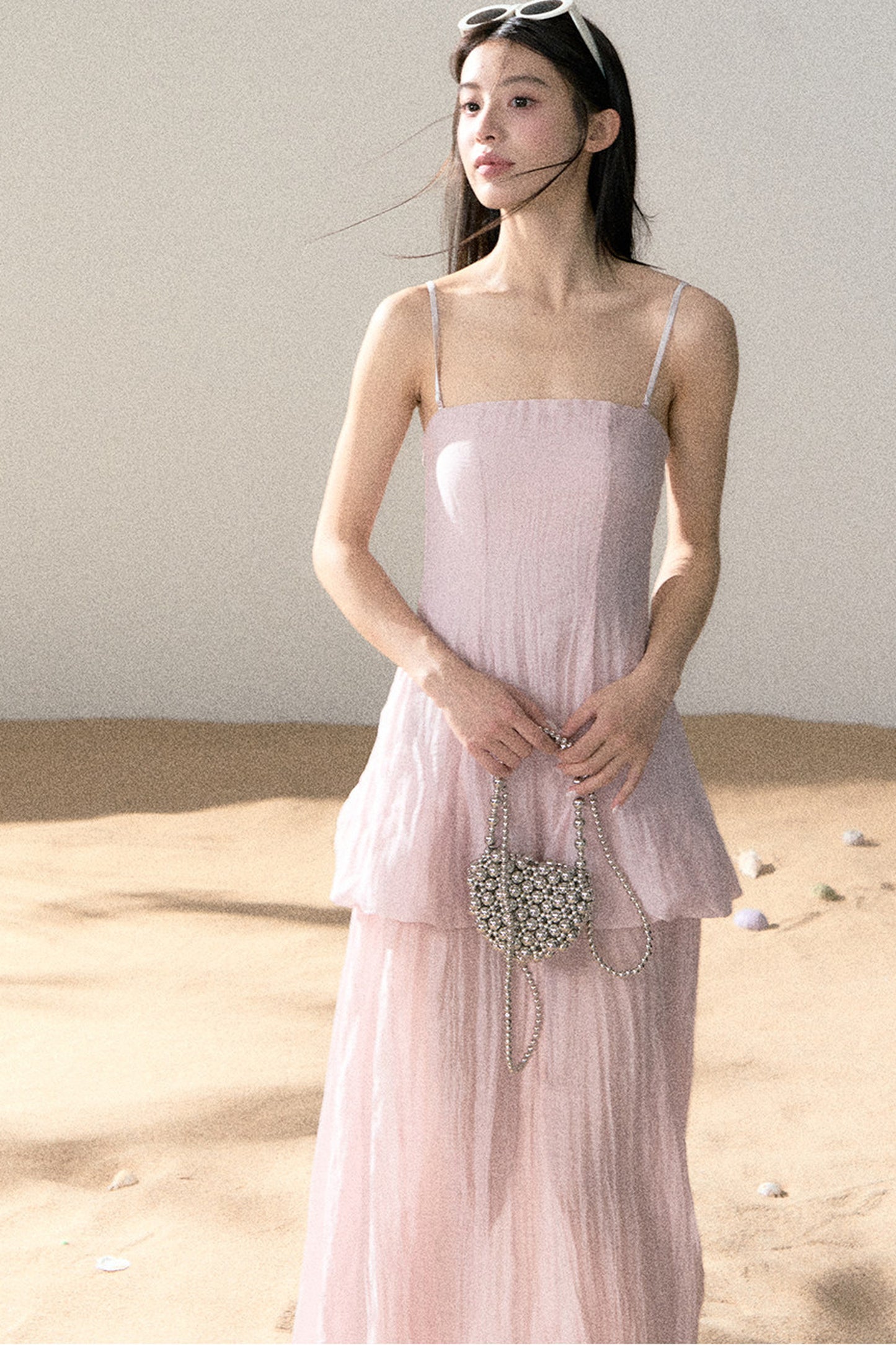 Ramie Pleated A-Line Dress