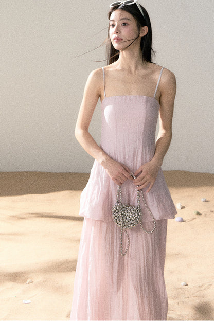 Ramie Pleated A-Line Dress