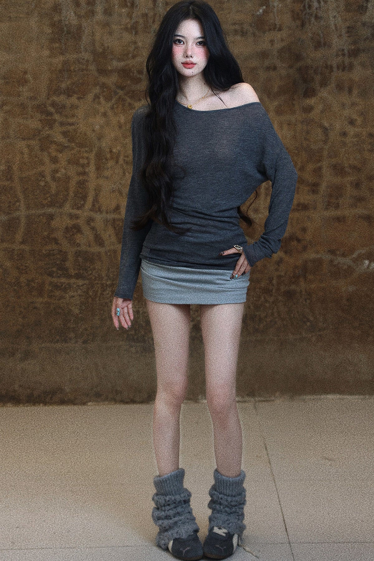 High-Waisted Side Pleated Bodycon Skirt