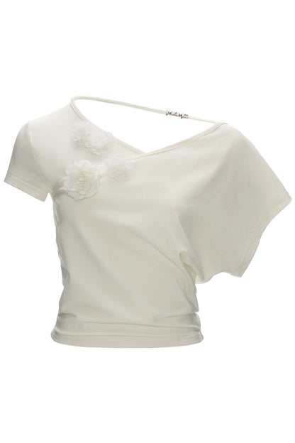 Asymmetrical Floral Off-Shoulder Top