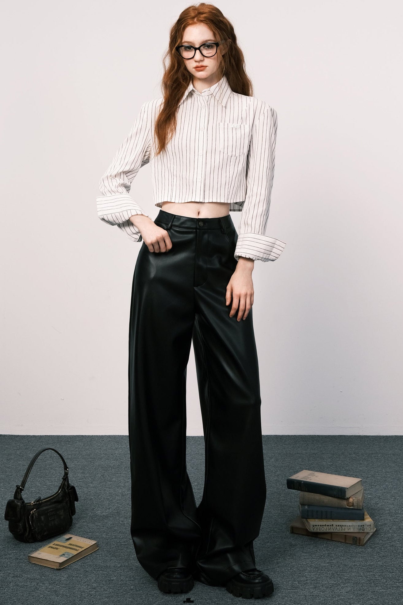 Loose Fit Striped Long-Sleeved Shirt