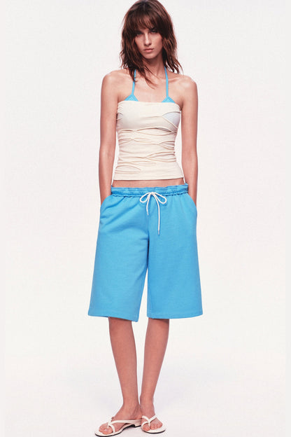 Textured Ripped Cut-Out Strapless Tube Top