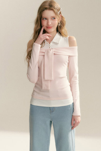 Off-Shoulder Layered-Look Tie Top