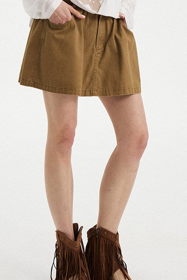 Washed Vintage Pleated Skirt