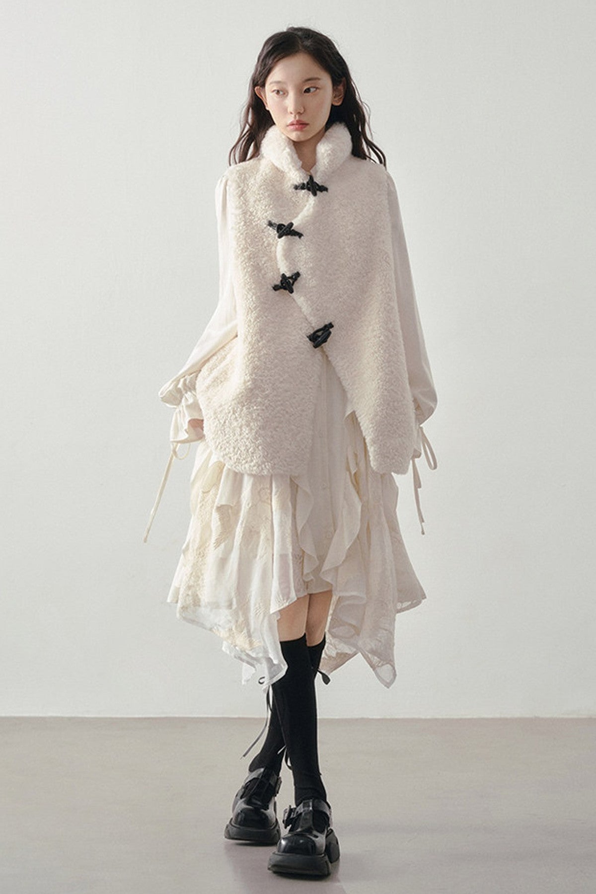Beige Faux Shearling Vest