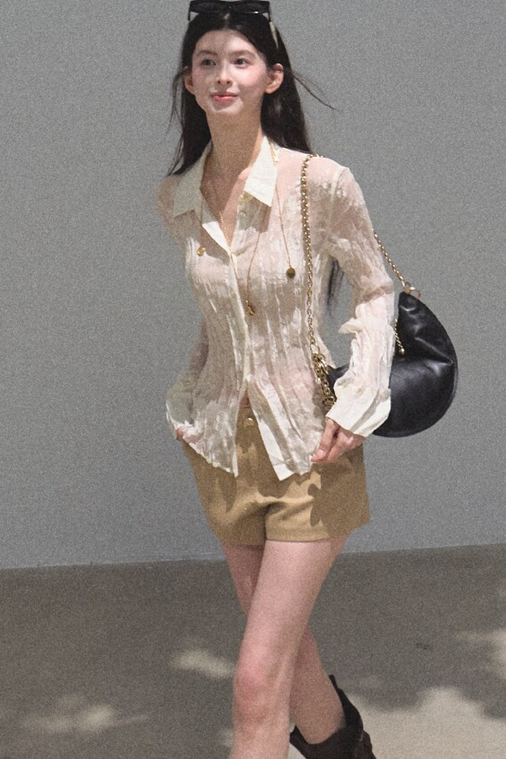 Langärmlige Bluse mit floralem Burnout-Muster