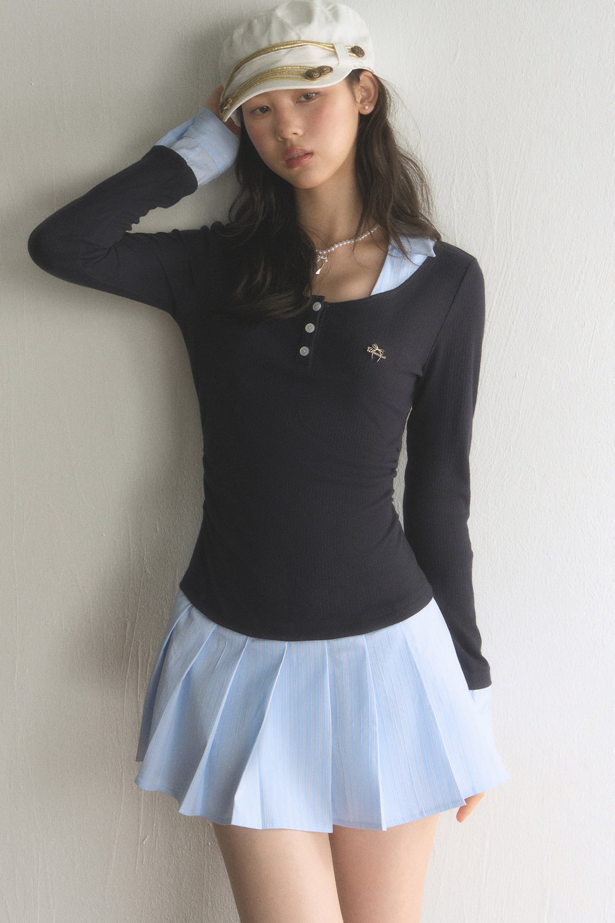 Preppy Henley Pleated Dress