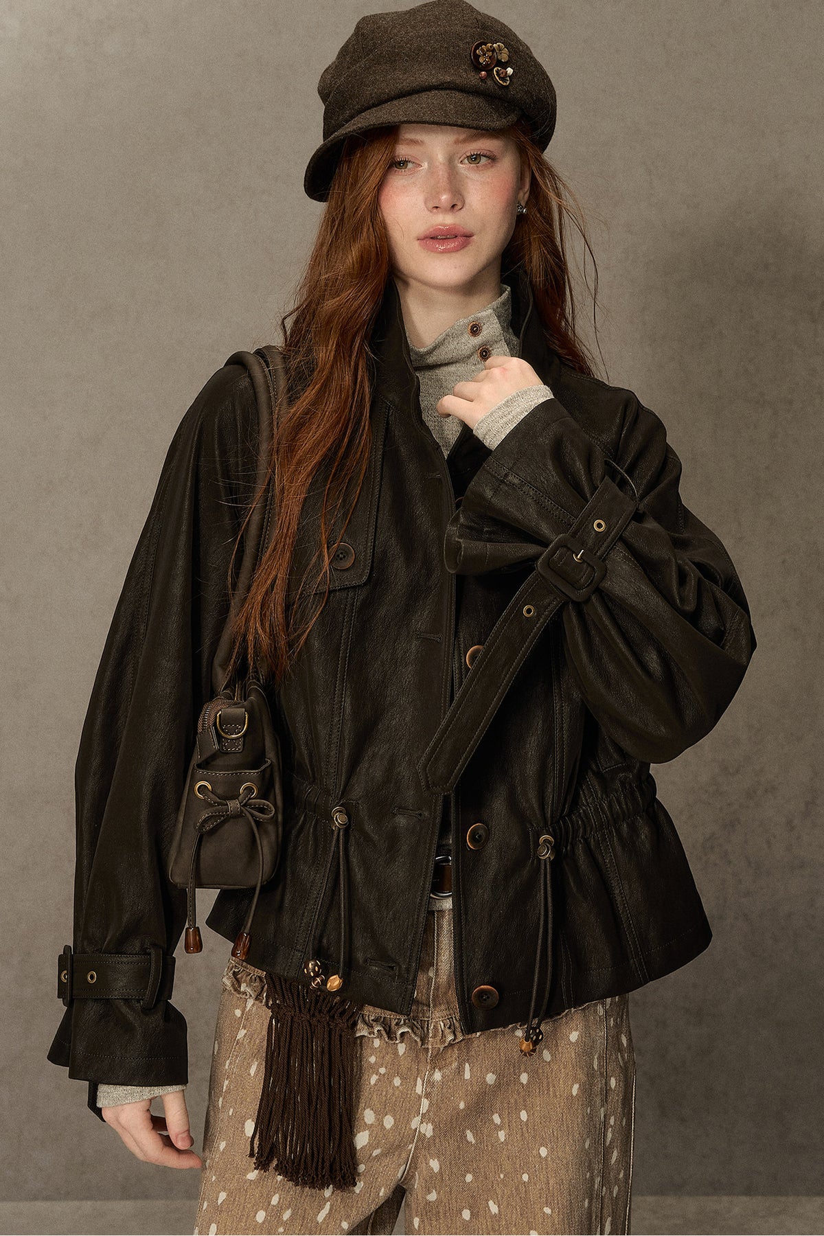 Coffee-Colored Leather Jacket