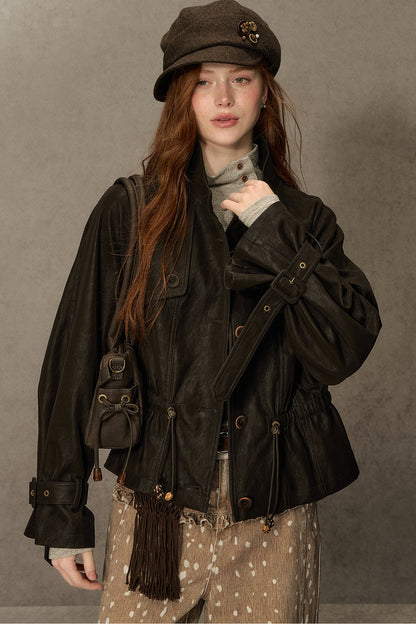 Coffee-Colored Leather Jacket