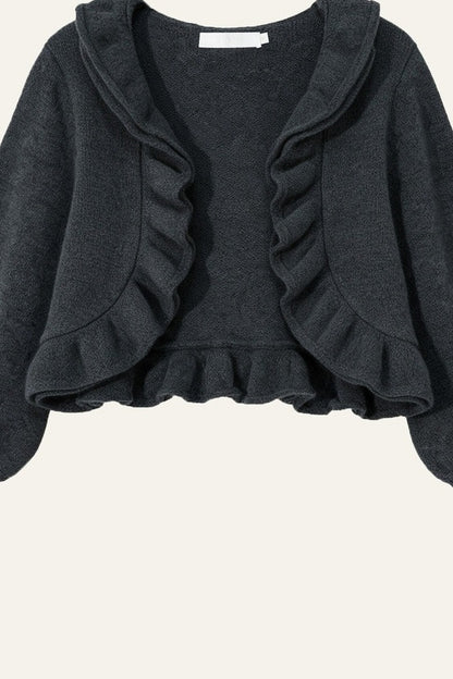 Floral Knit Top and Ruffle Cardigan Set-Up