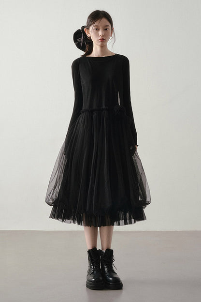 Multi-Layered Mesh Ruffle Tank Dress