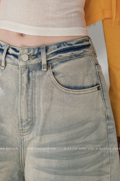 Vintage Washed Wide-Leg Jeans