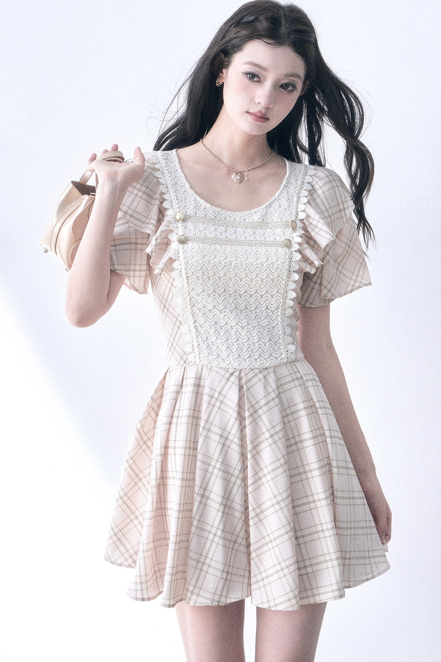 Retro Knit Plaid Dress