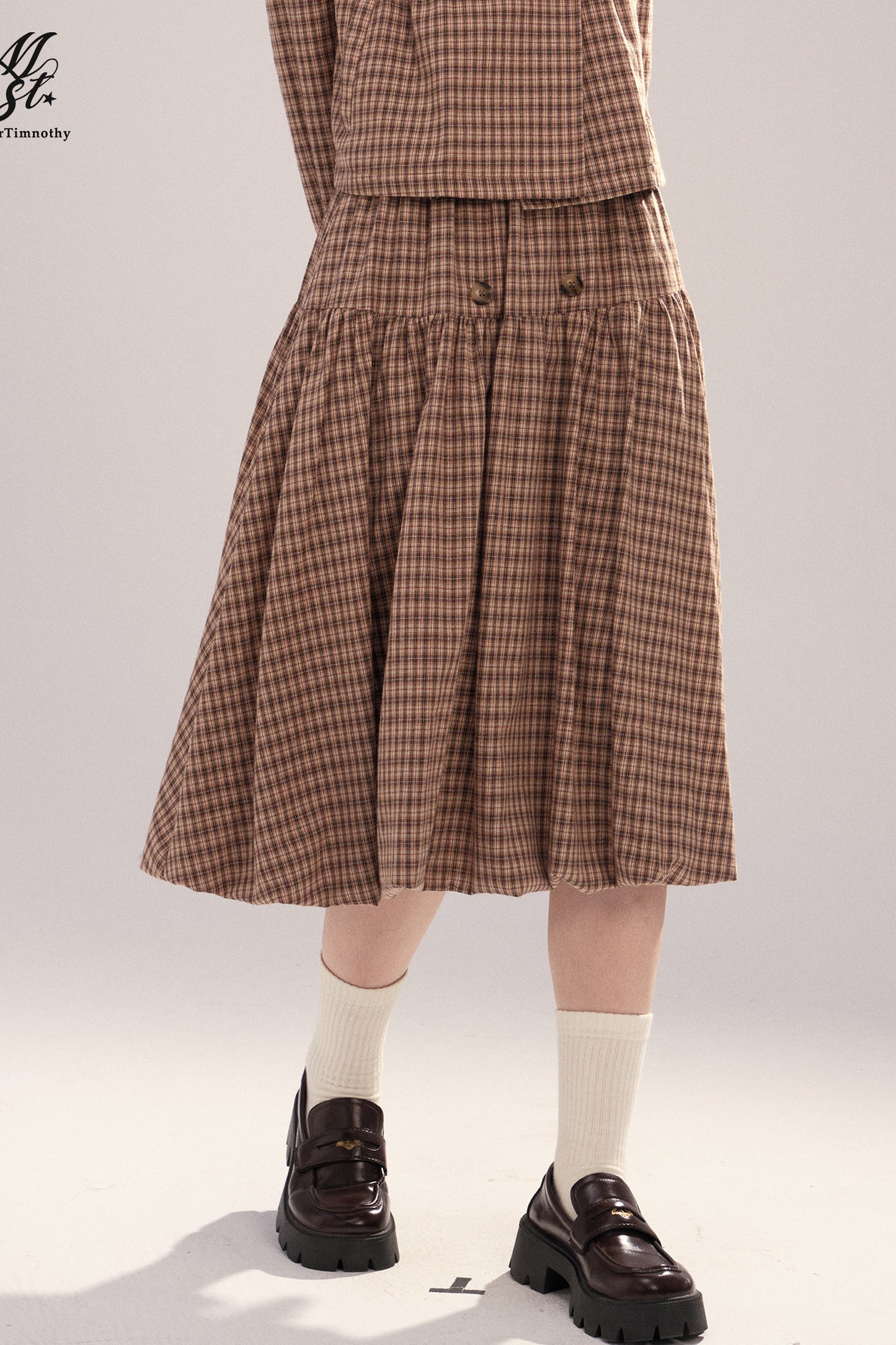 Retro Plaid Bubble Skirt