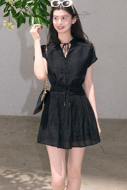 Lyocell Sheer Tie-Up Dress